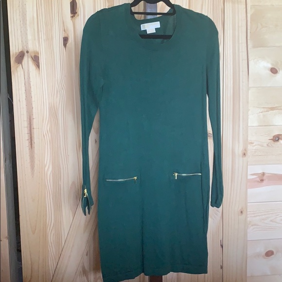 Michael Kors Dresses & Skirts - Michael Kors Emerald Sweater Dress w gold zippers Michael Kors Dresses & Skirts - Michael Kors Emerald Sweater Dress w gold zippers